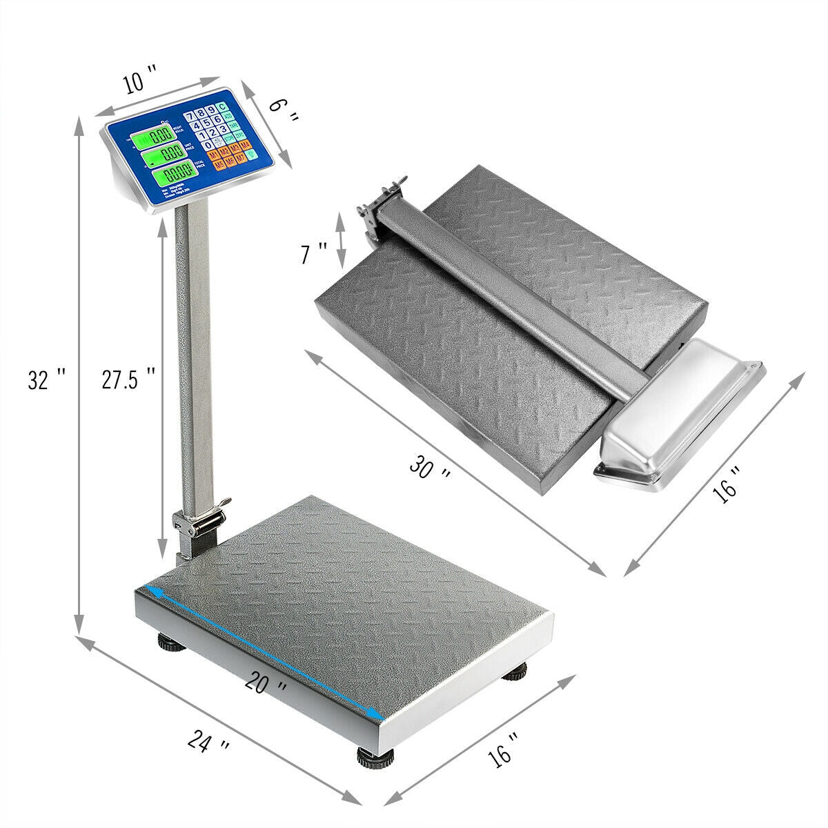 Báscula de plataforma digital plegable de 300 kg (660 lb)