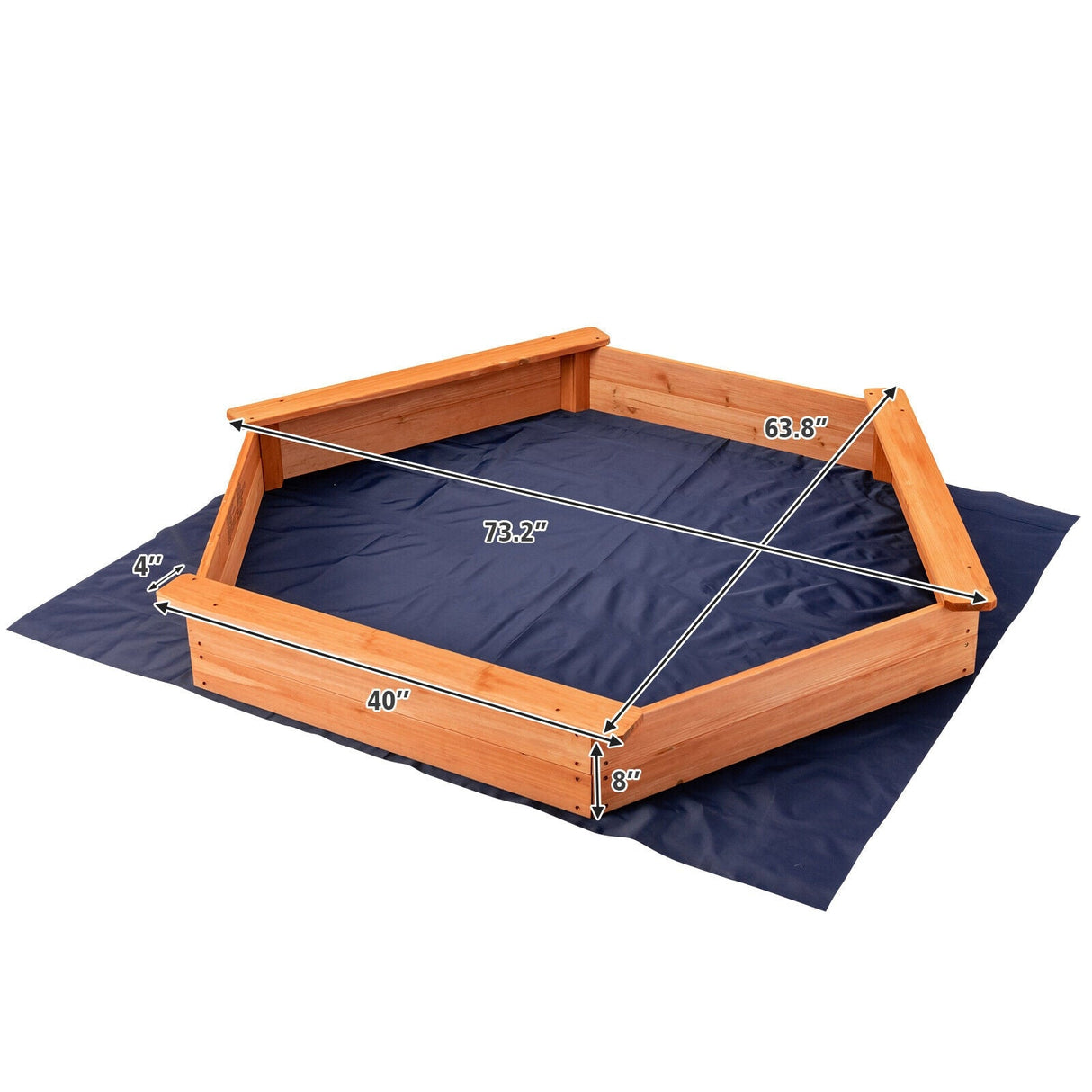 Cajón de Arena Hexagonal de Madera de Cedro con Asientos