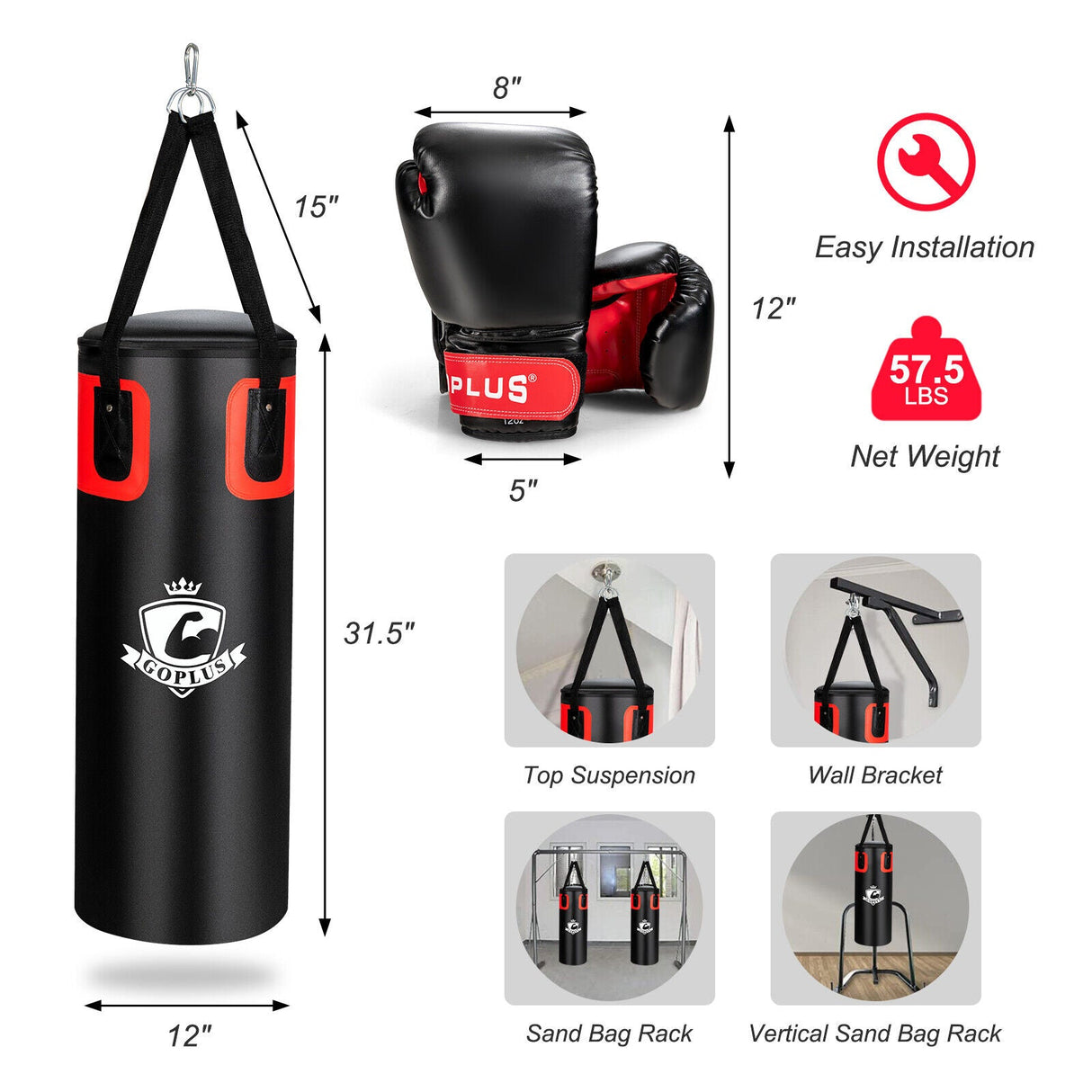 Set de saco de boxeo lleno