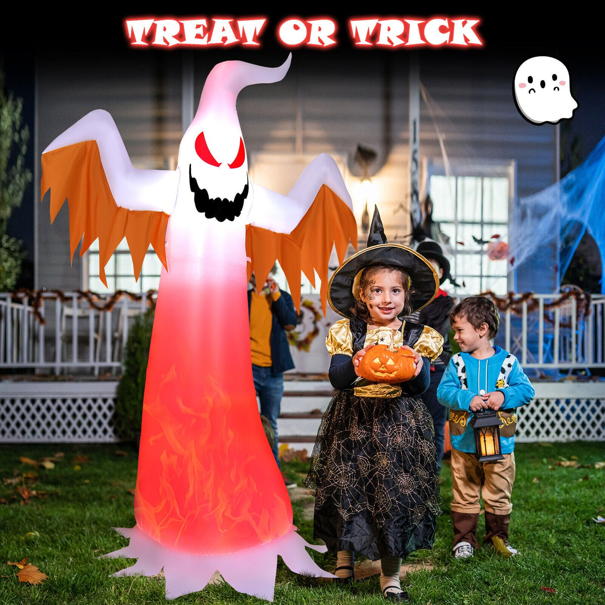 Fantasma inflable de Halloween de 6 pies, decoración de Halloween de inflado rápido con luces LED
