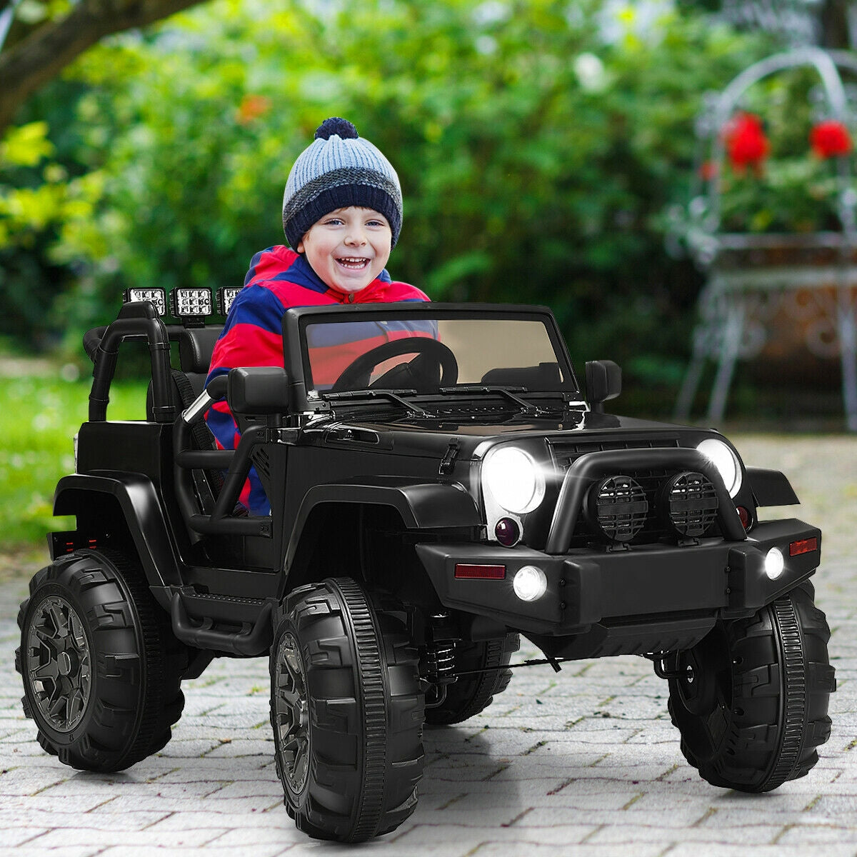 Camioneta de control remoto de 12V para niños con luces LED