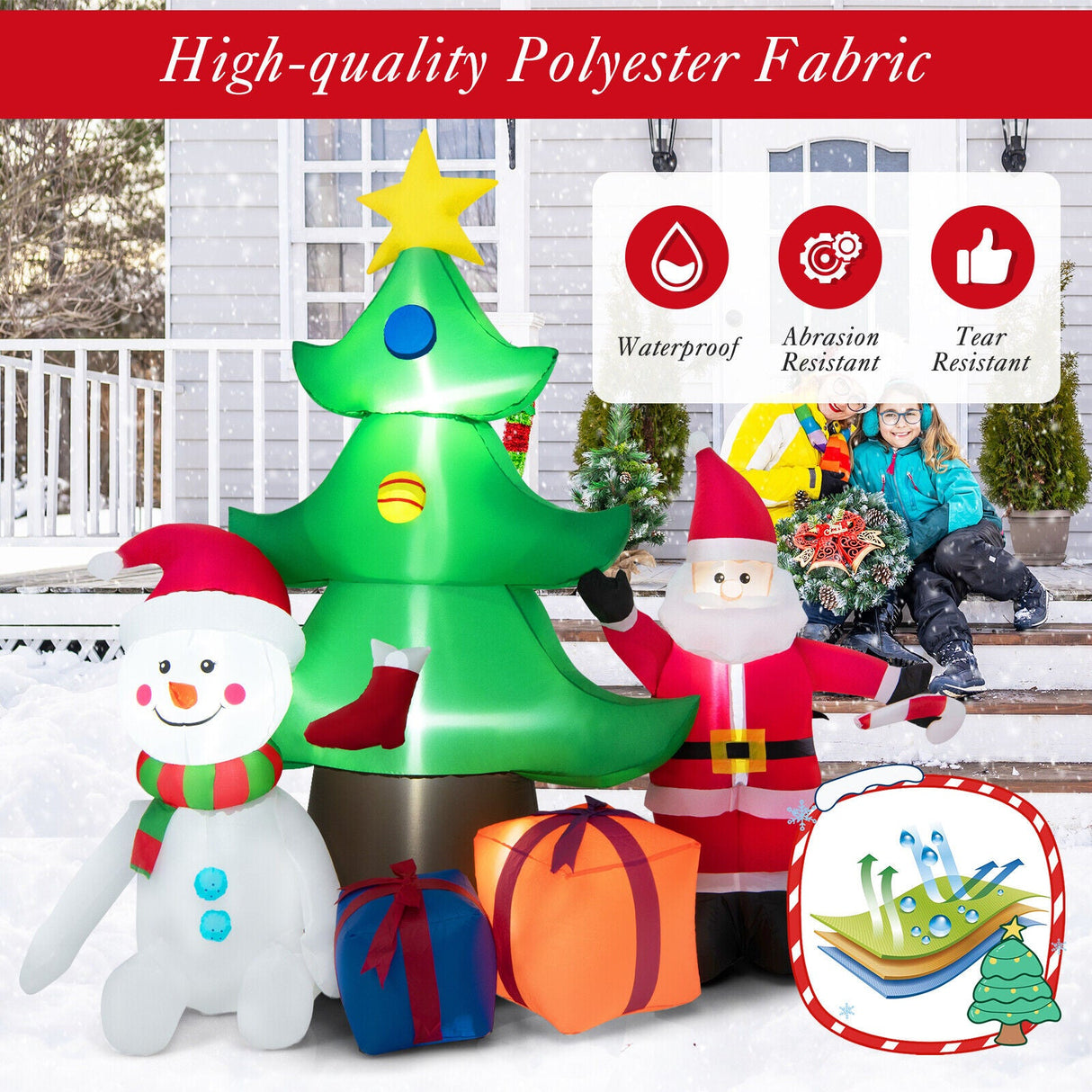 Árbol de Navidad inflable iluminado de 7.2 pies con Papá Noel