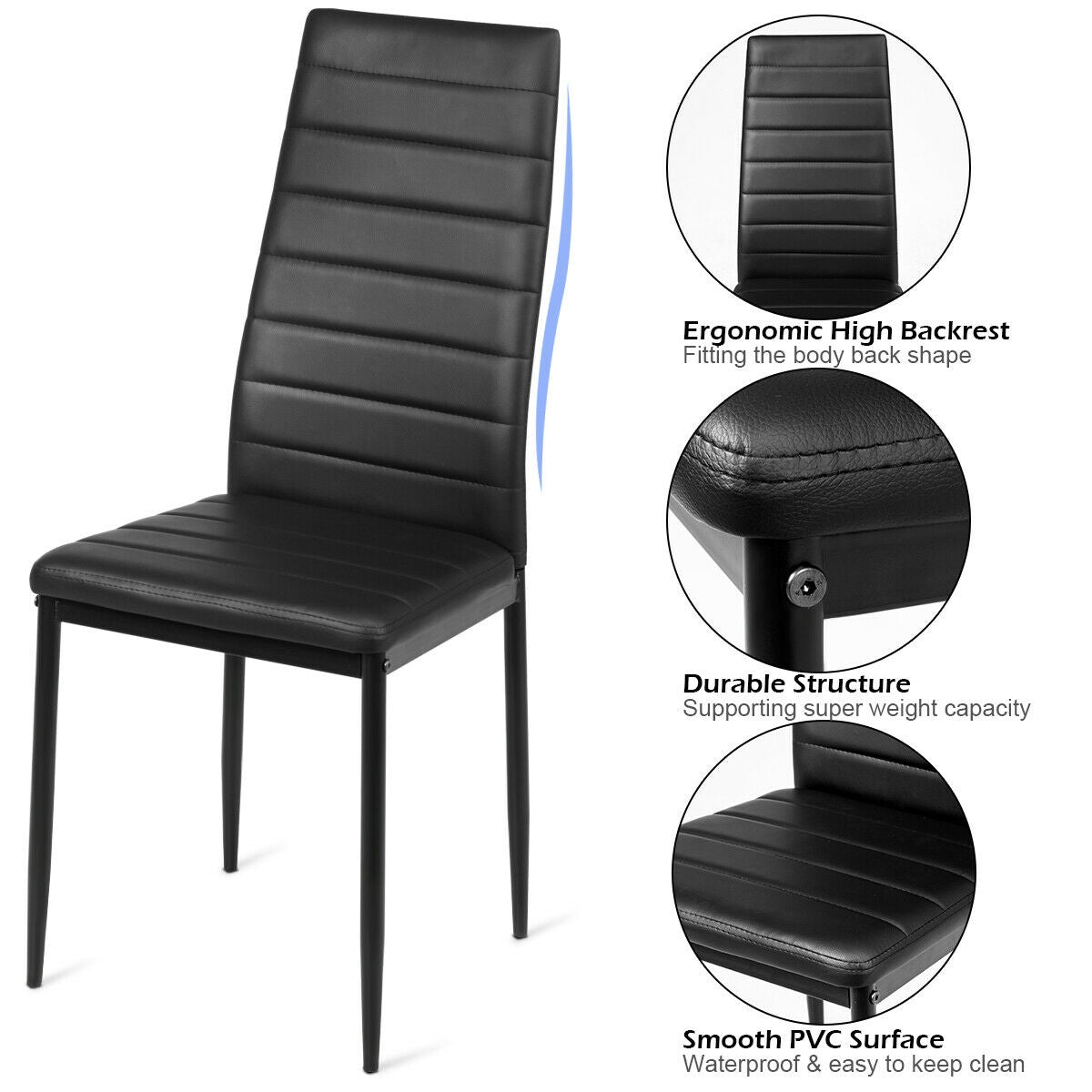 Juego de 2 o 6 sillas de comedor con respaldo alto - Juego de 6