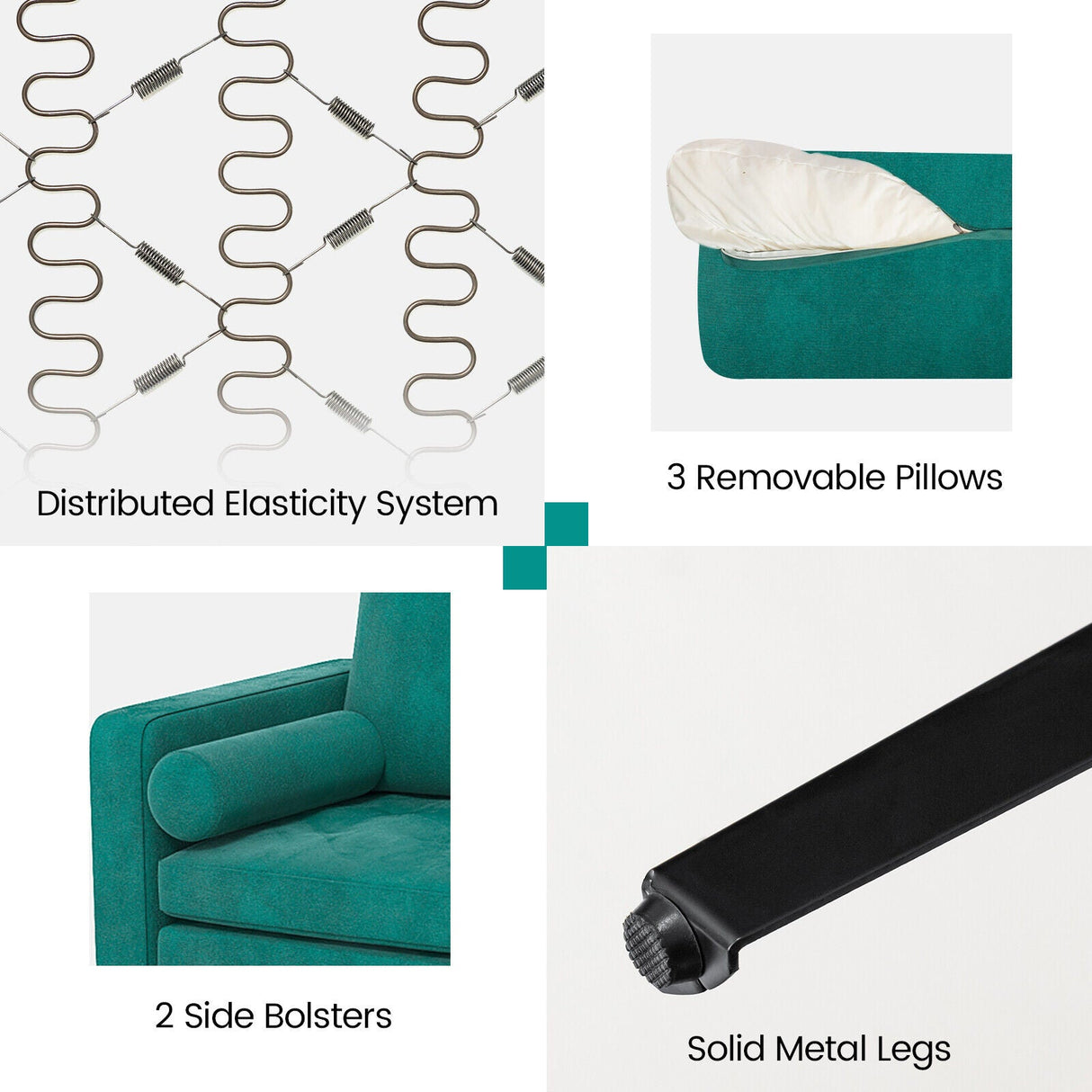 Sofá modular seccional en forma de L de 1/2/3/4 plazas con puerto USB y enchufe - 3 plazas con puerto USB