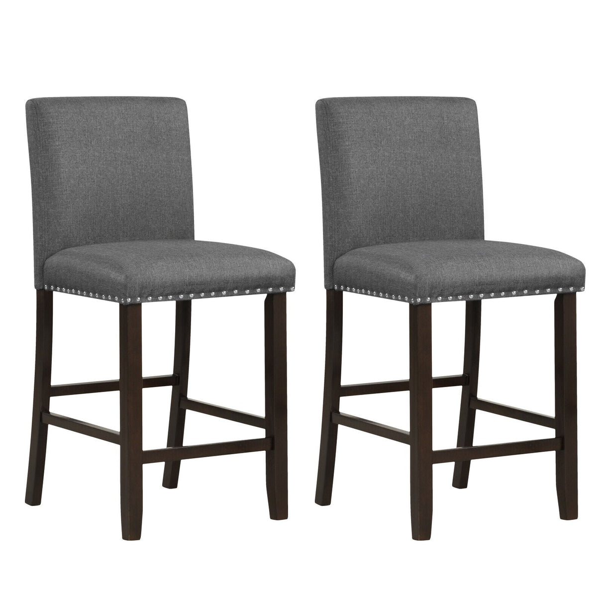 Juego de 2 taburetes de bar de lino con respaldo para isla de cocina