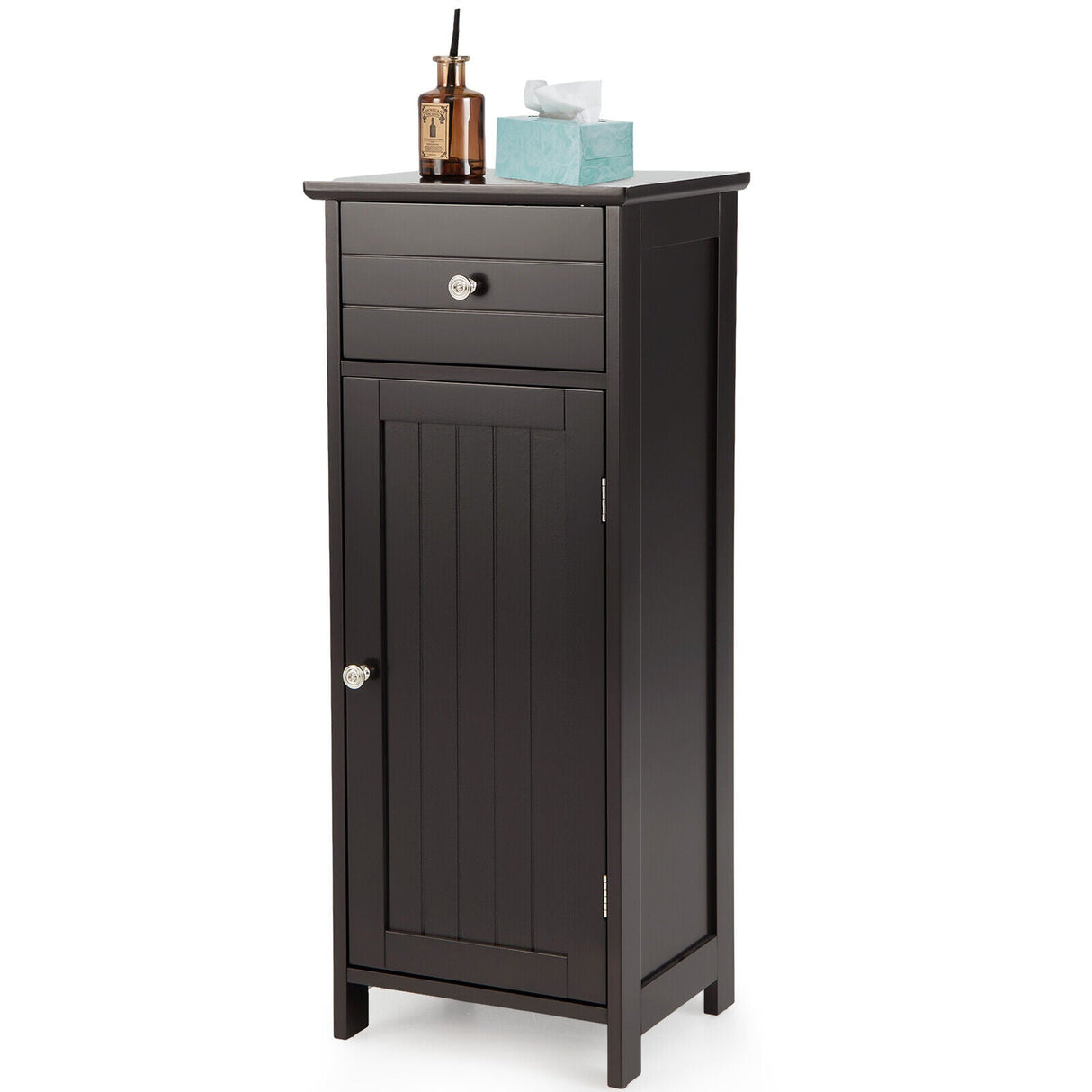 Mueble de almacenamiento de madera para baño con cajón y estante