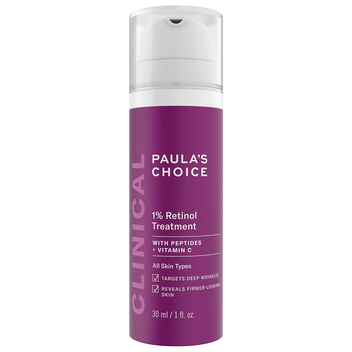 CLINICAL Anti-Aging 1% Retinol Treatment: Wrinkle Reduction, Skin Firming, & Pore Minimizing Cream with Peptides & Vitamin C