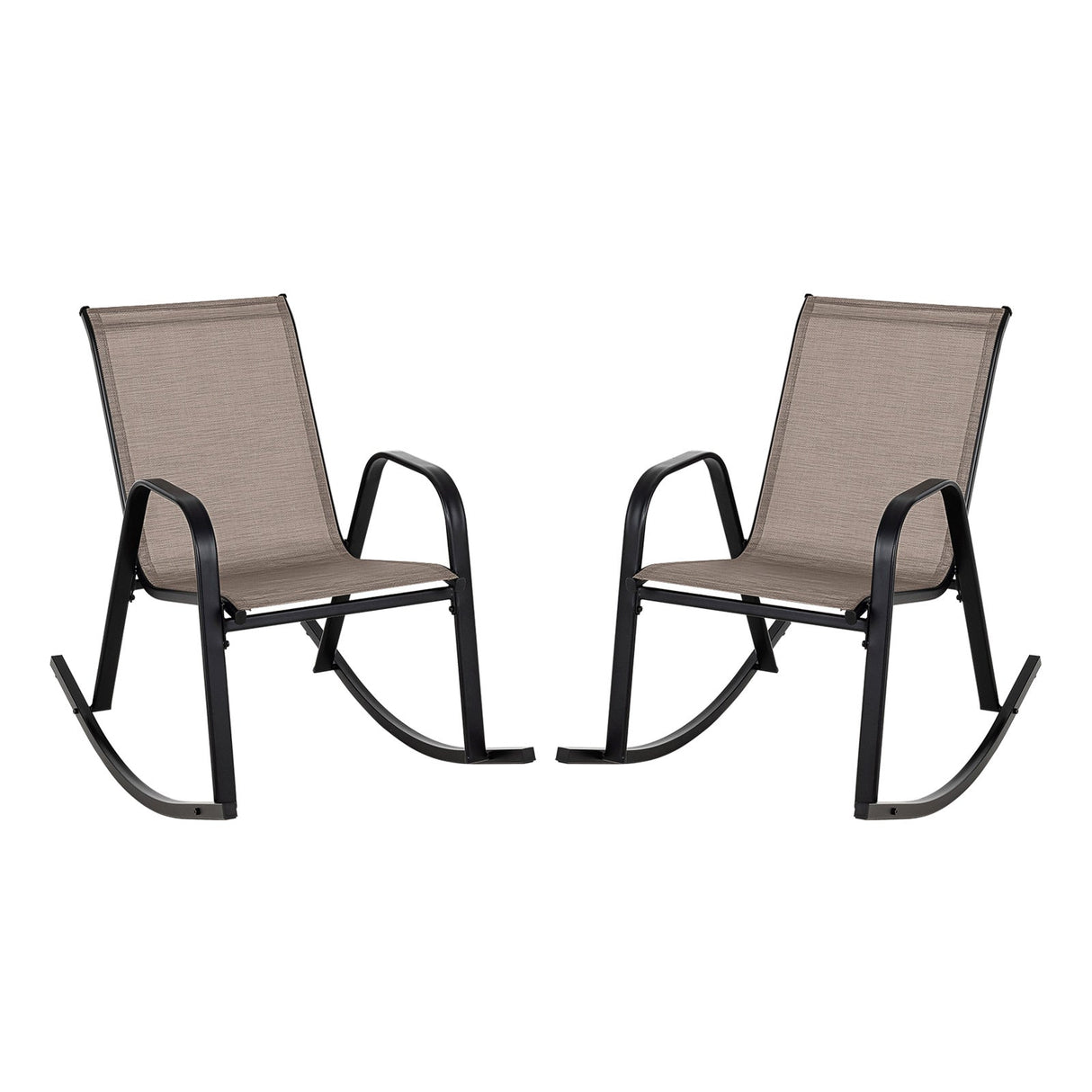 Set of 2 Metal Patio Rocking Chair with Breathable Seat Fabric