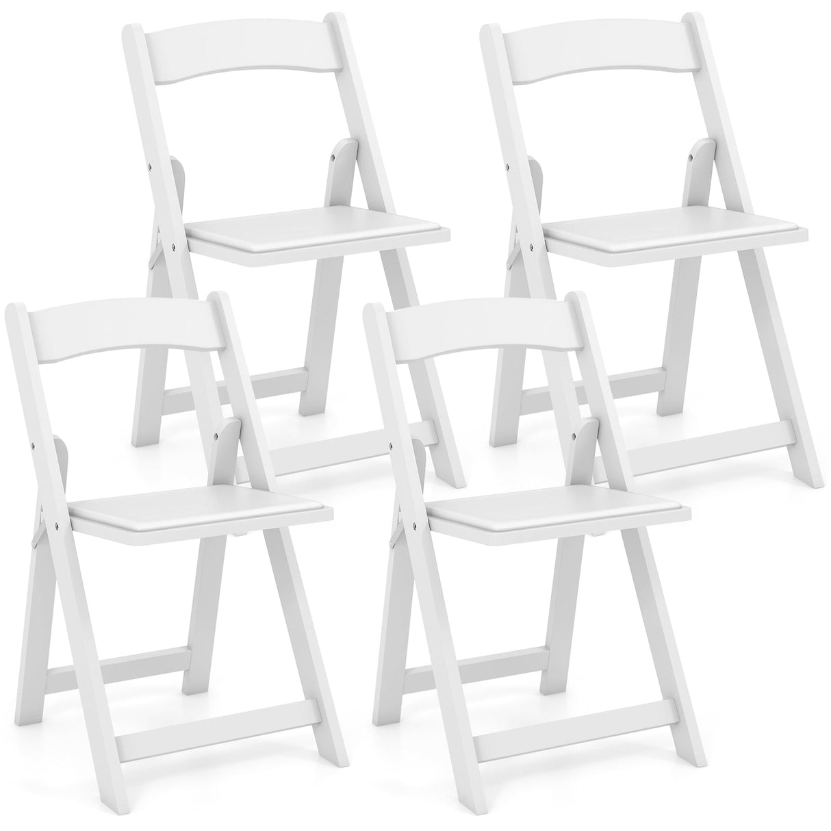 Juego de 4 sillas de comedor plegables para cocina con patas de madera de caucho y asiento acolchado