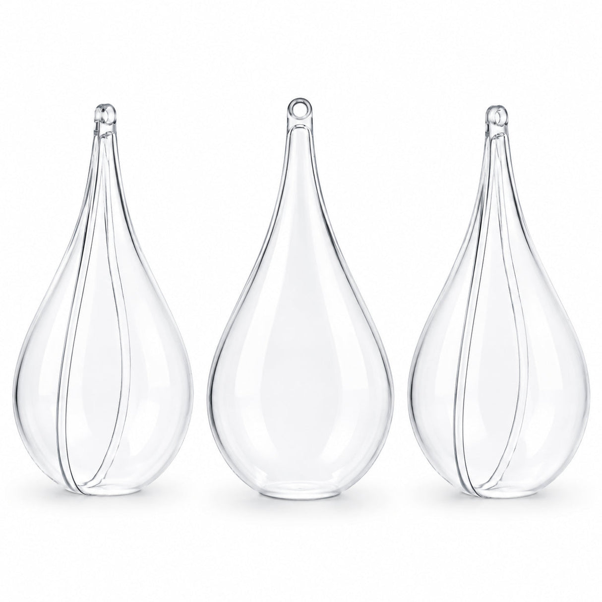 Set of 3 Clear Plastic Waterdrop Ornaments 4.3 Inches (109 mm)