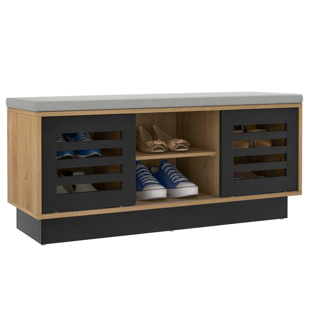 Banco para Zapatos con 6 Compartimentos de Almacenamiento y 3 Estantes Ajustables