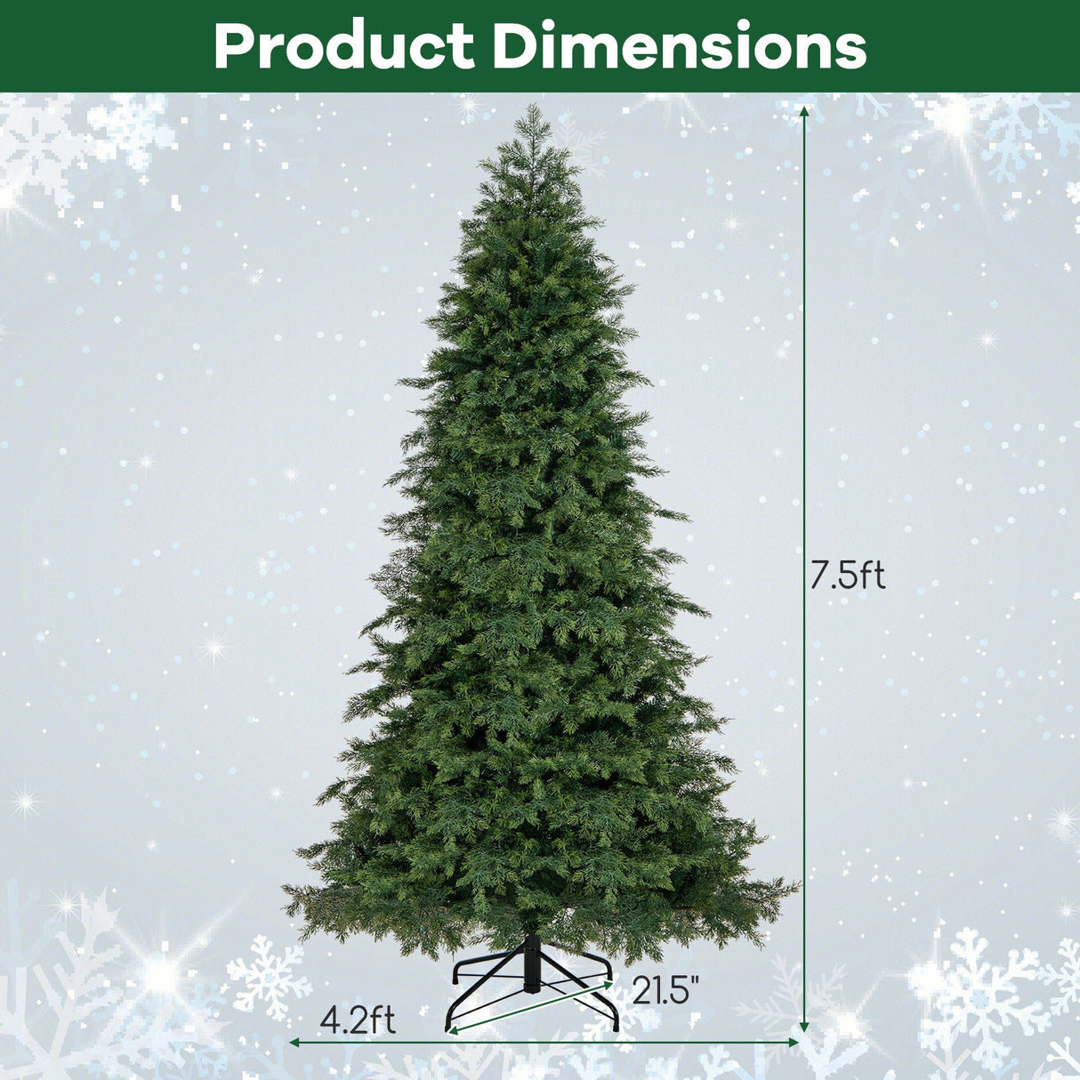 Árbol de Navidad Artificial Preiluminado de 6/7.5 pies con 11 Modos y Base de Metal