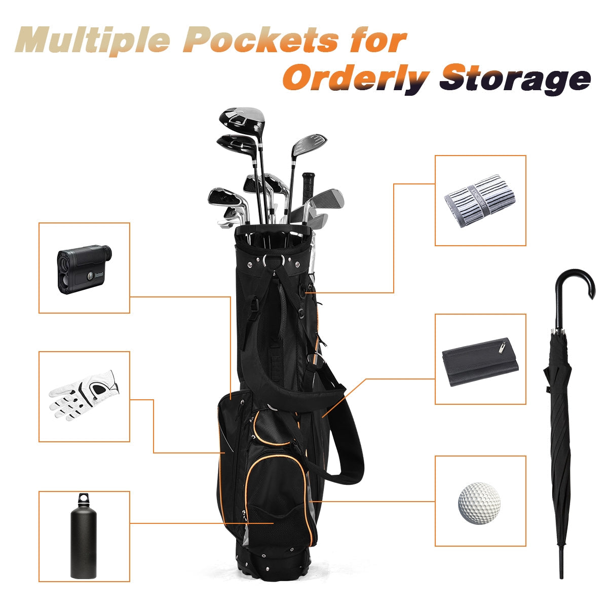 Bolsa de golf de 9 pulgadas con divisores, bolsillos y almacenamiento