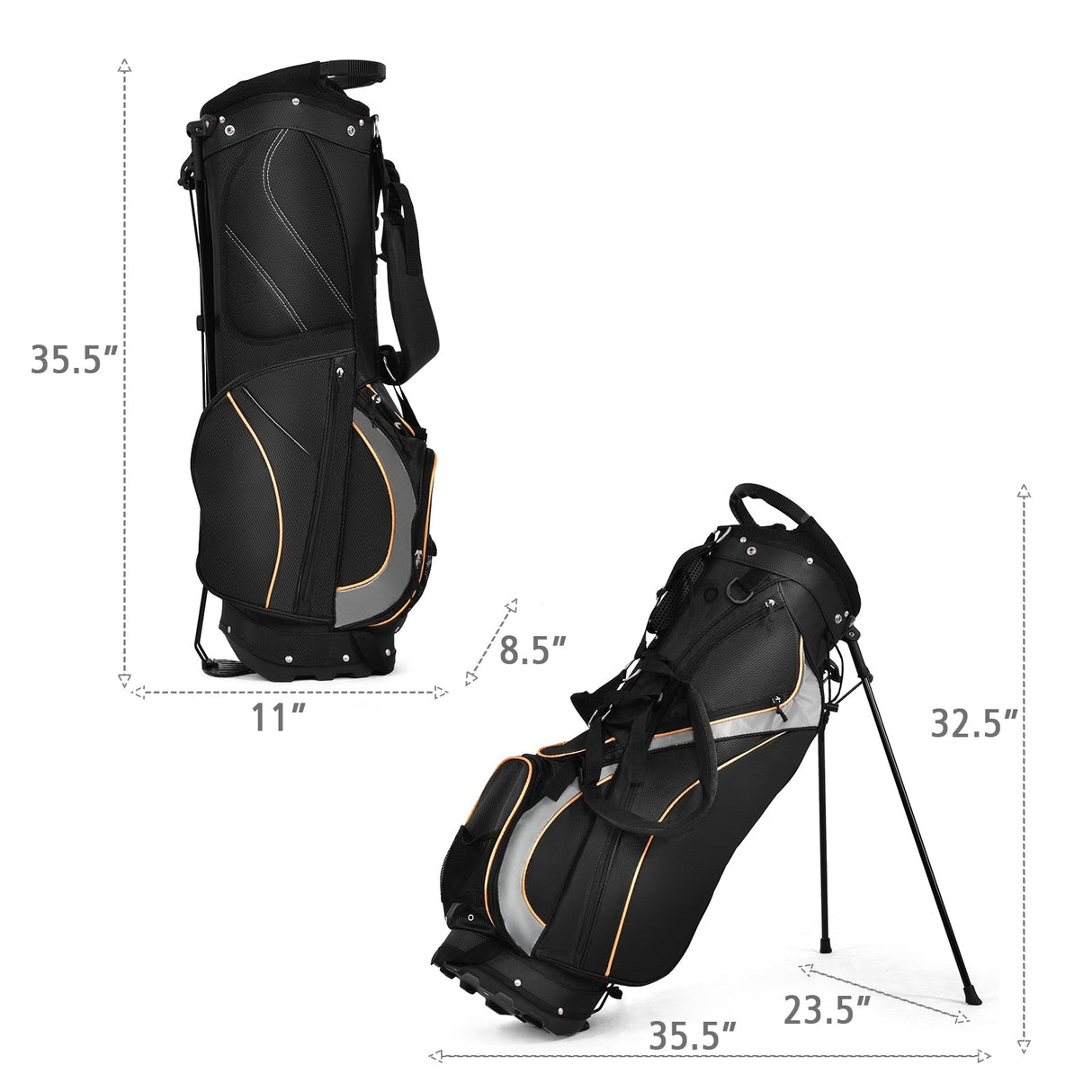 Bolsa de golf de 9 pulgadas con divisores, bolsillos y almacenamiento