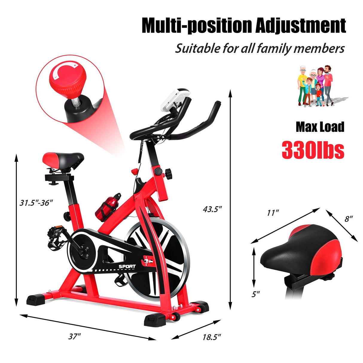 Bicicleta estática ajustable para ciclismo y ejercicio cardiovascular