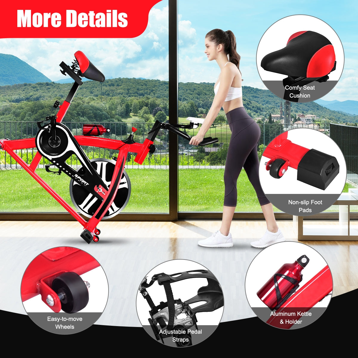 Bicicleta estática ajustable para ciclismo y ejercicio cardiovascular