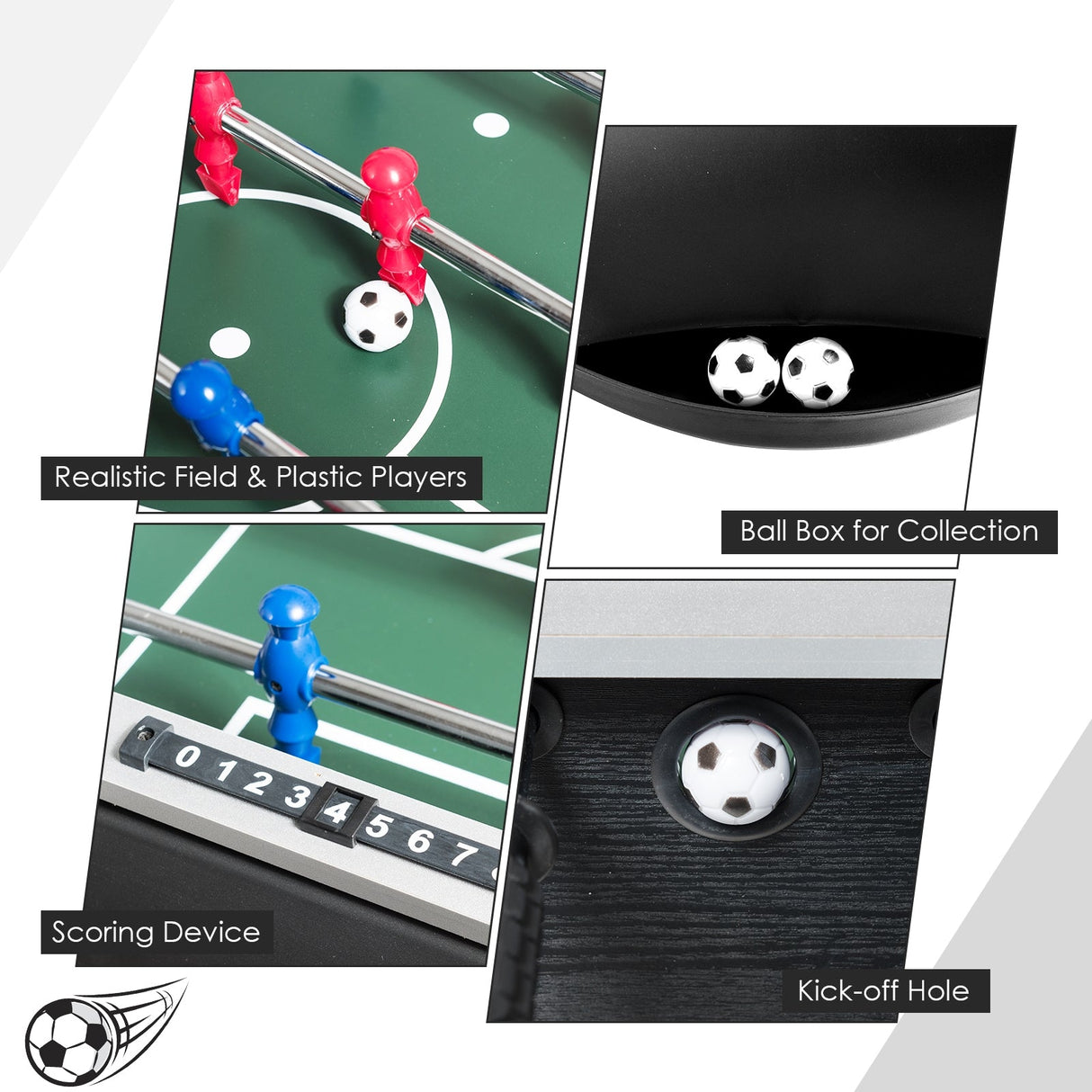 Mesa de Futbolín de Madera de 48 Pulgadas, Tamaño de Competición, para Recreación en Casa