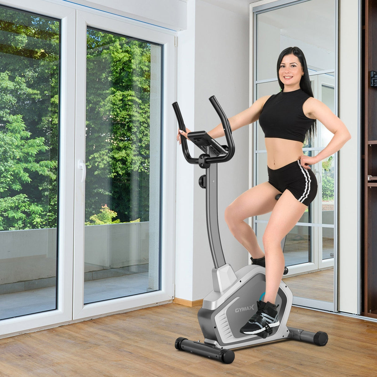 Bicicleta estática vertical magnética con resistencia de 8 niveles