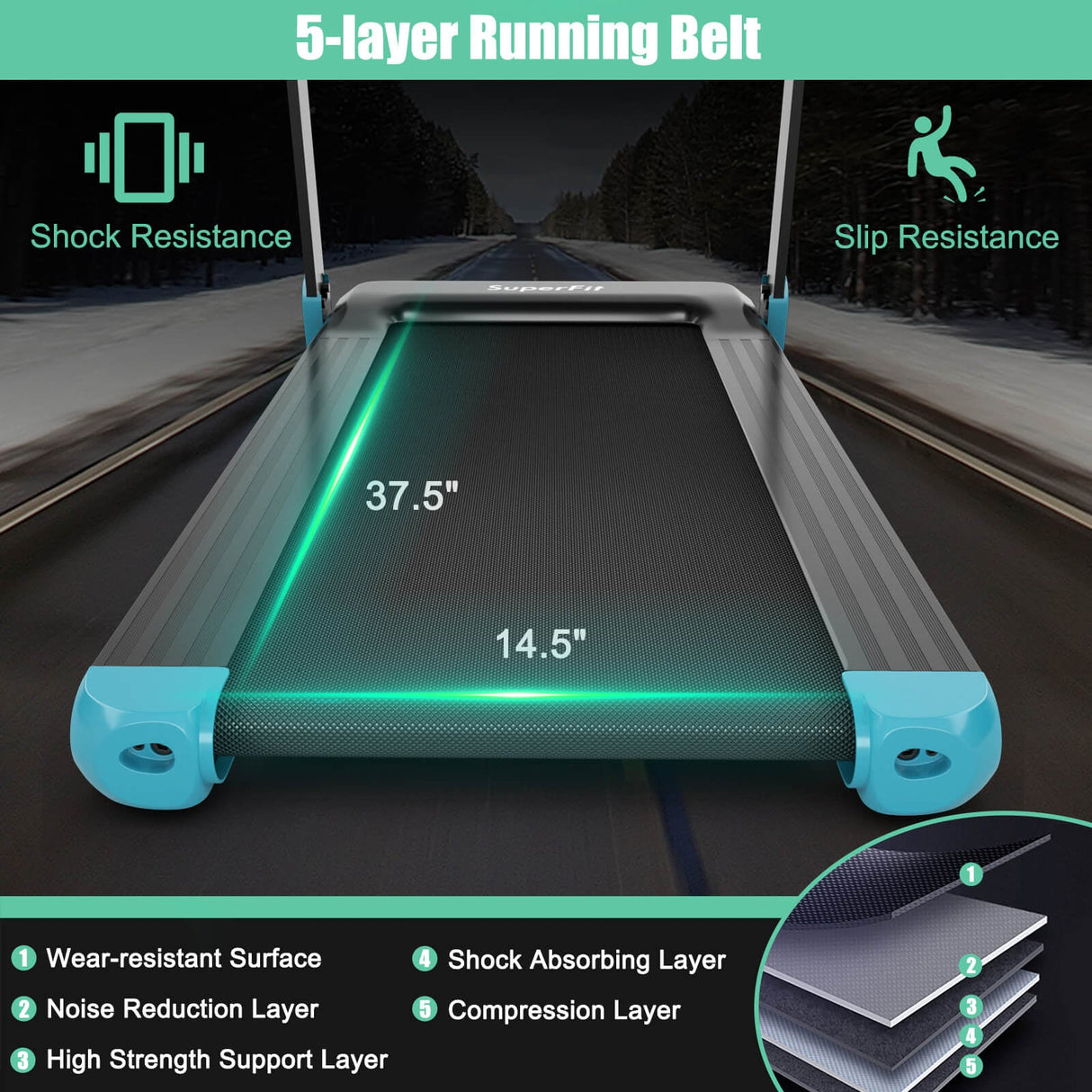 Cinta de correr eléctrica plegable compacta con control por aplicación y altavoz