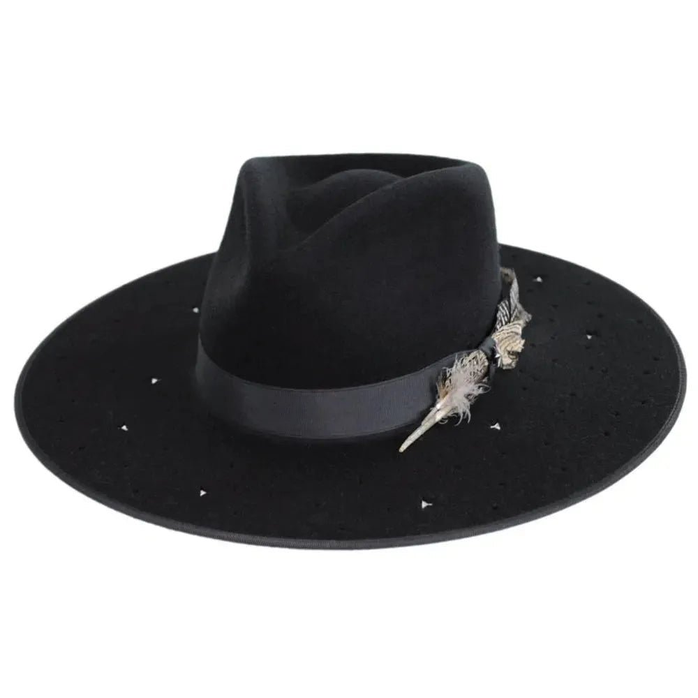 Sombrero de vaquera Stetson Night Sky S - Fedora de fieltro de lana de ala ancha