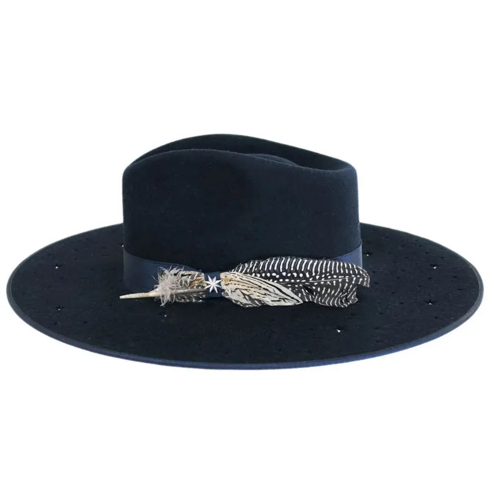 Sombrero de vaquera Stetson Night Sky S - Fedora de fieltro de lana de ala ancha