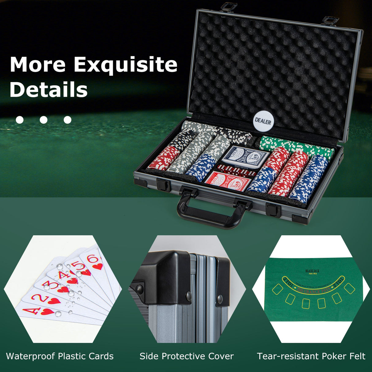 Juego de fichas de póquer Texas Hold'em Fichas de póquer de casino con 400 fichas - Negro