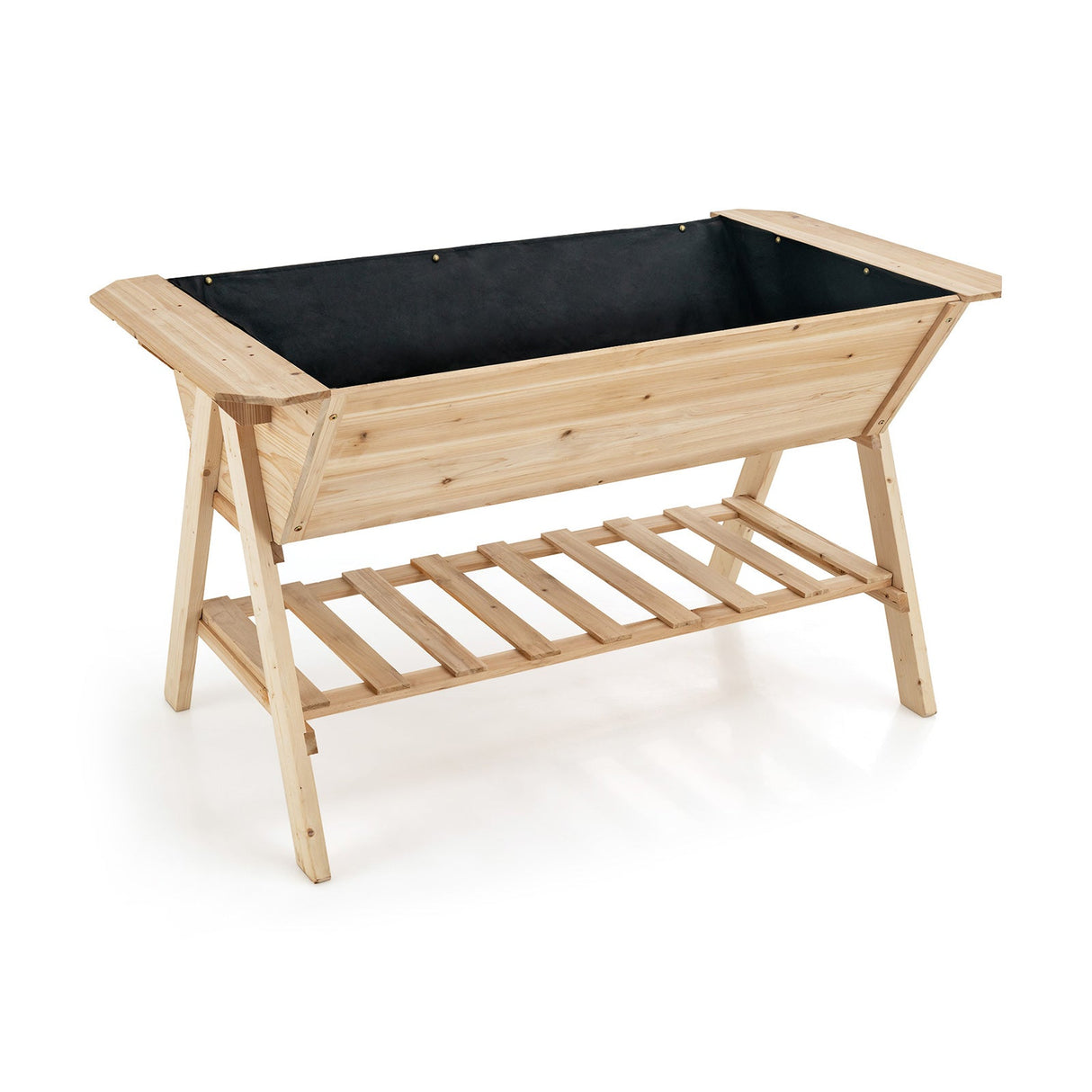 Huerto Elevado de Madera con Estante y Forro