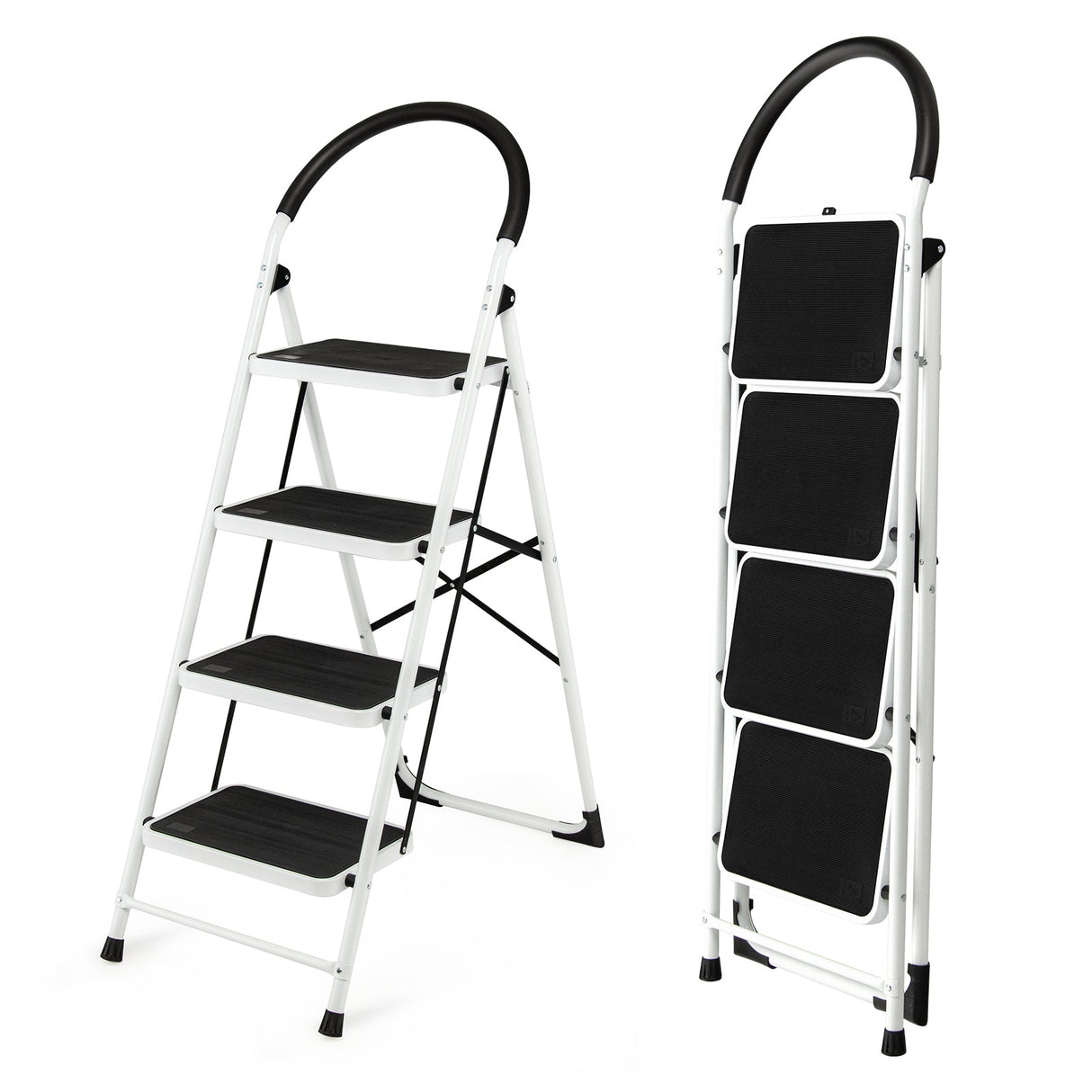 Escalera Plegable de 4 Peldaños con Plataforma Antideslizante y Capacidad de 150 kg