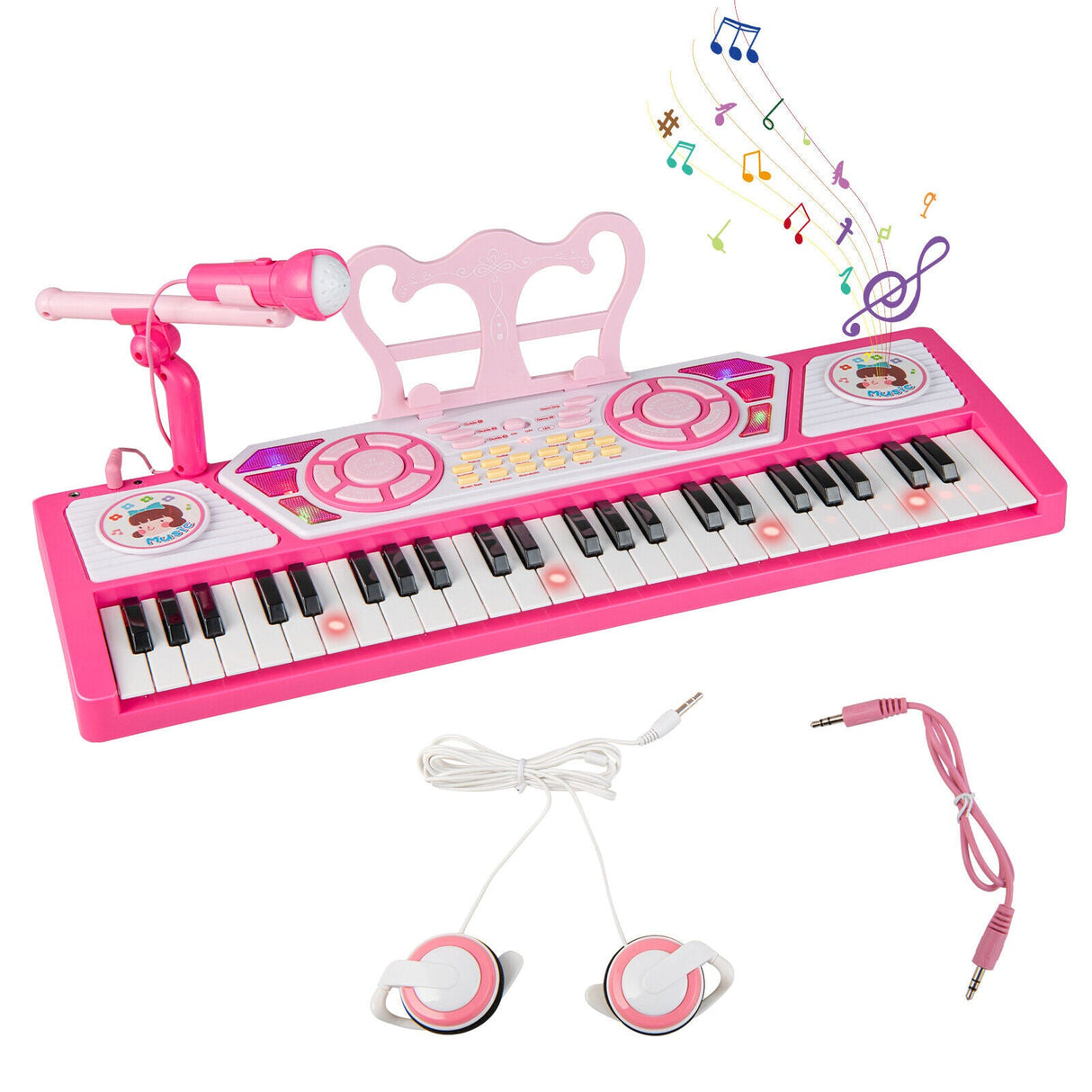 Teclado de piano de 49 teclas para niños de 3+ años - Rosa