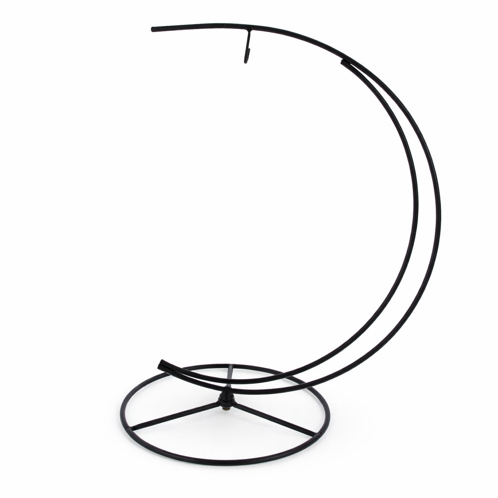 Double Curve Crescent Black Metal Photo Picture Frame and Ornament Display Stand 9.25 Inches