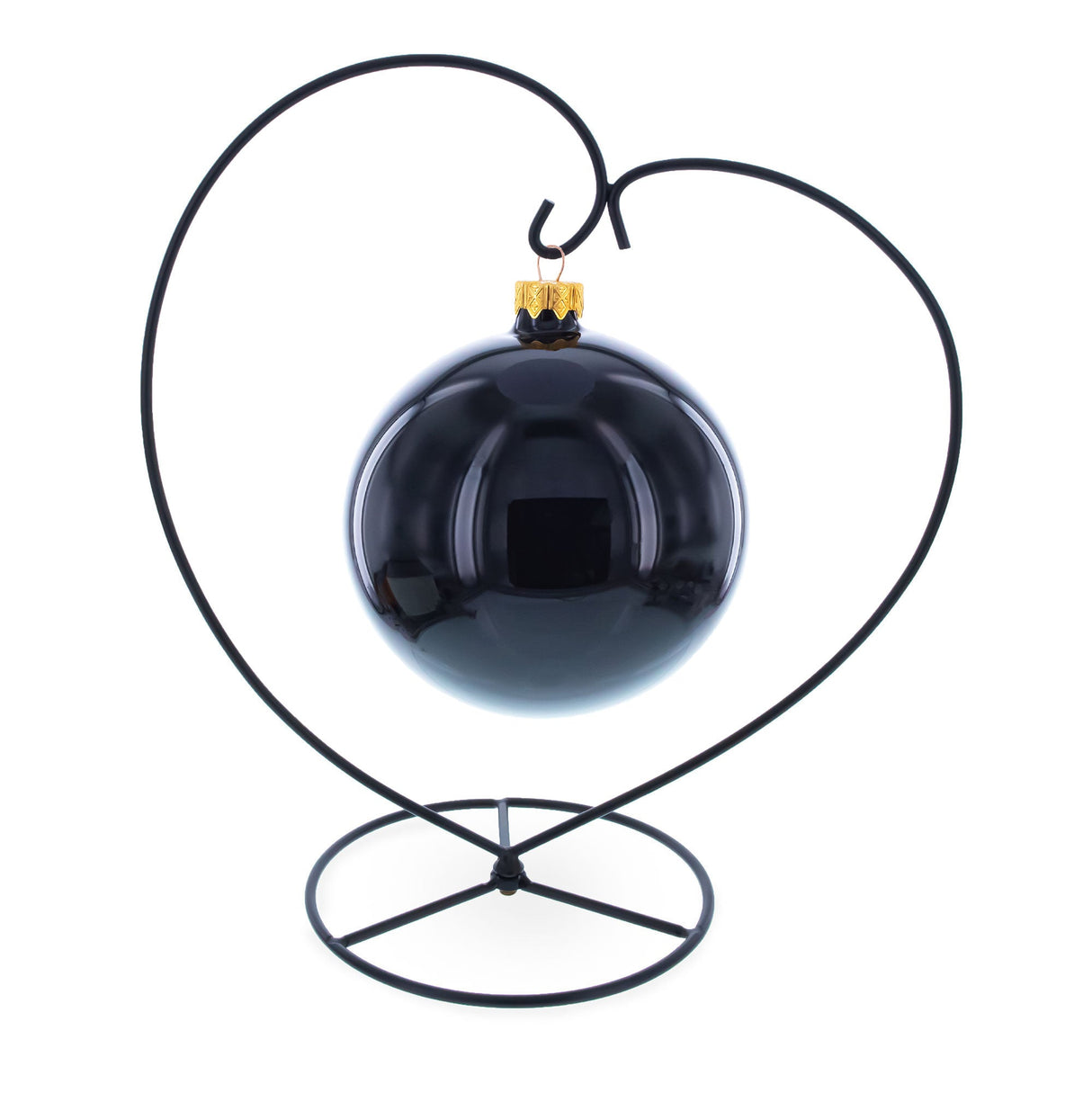 Heart-Shaped Hanging Photo Picture Frame and Black Metal Ornament Stand 9.75 Inches