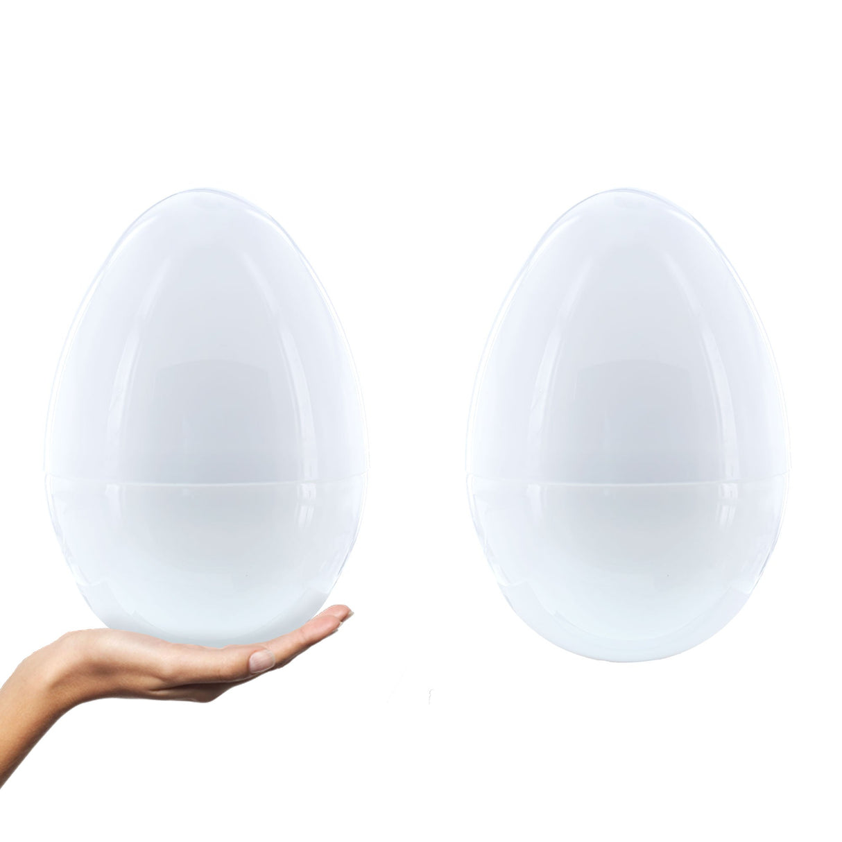 Set of 2 White Large Jumbo Giant Fillable Plastic Easter Eggs 10 Inches