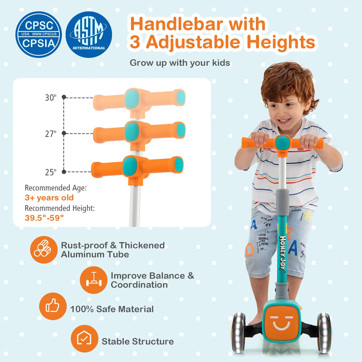 Patinete de juguete para niños, plegable y ajustable, con ruedas LED que se iluminan, bocina y 4 fundas de emojis