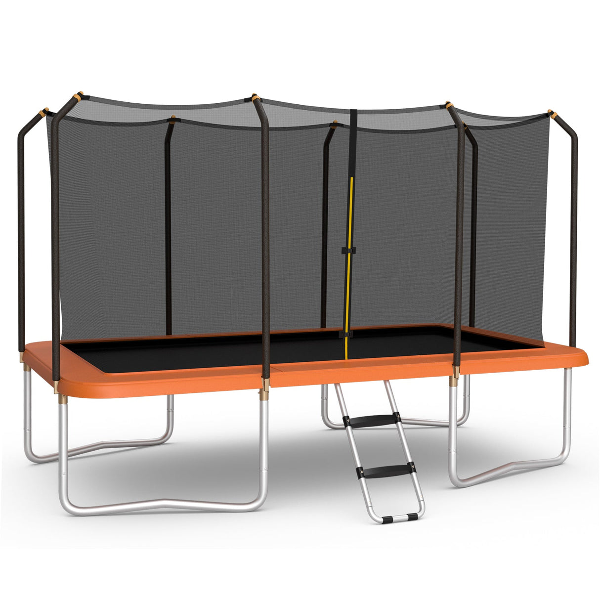 Cama elástica rectangular recreativa de 8 x 14 pies con red de seguridad y escalera