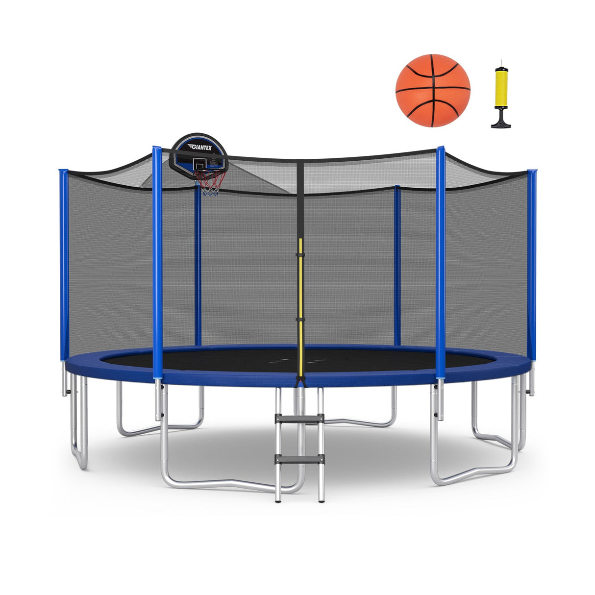 Trampolín Recreativo Exterior de 12/14/15/16 Pies con Red de Seguridad - 14 pies