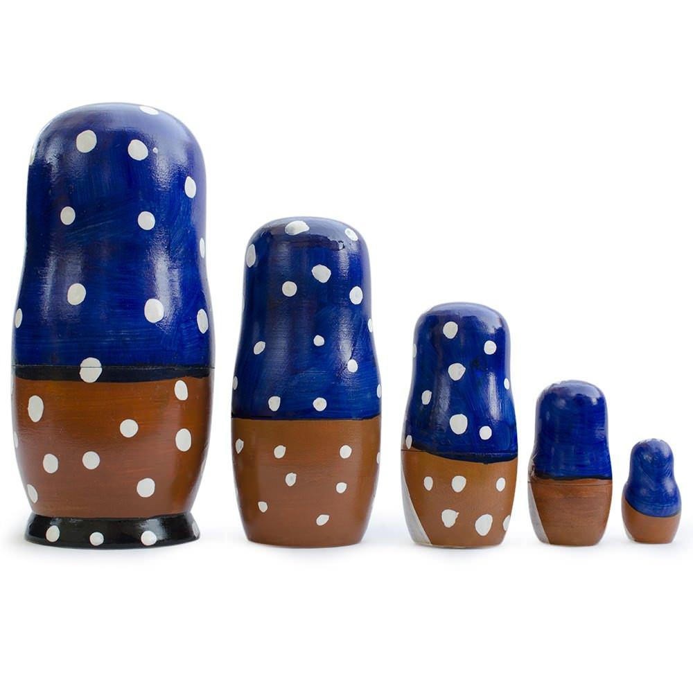 Set of 5 Winter Village Scene Nesting Dolls 6.5 Inches