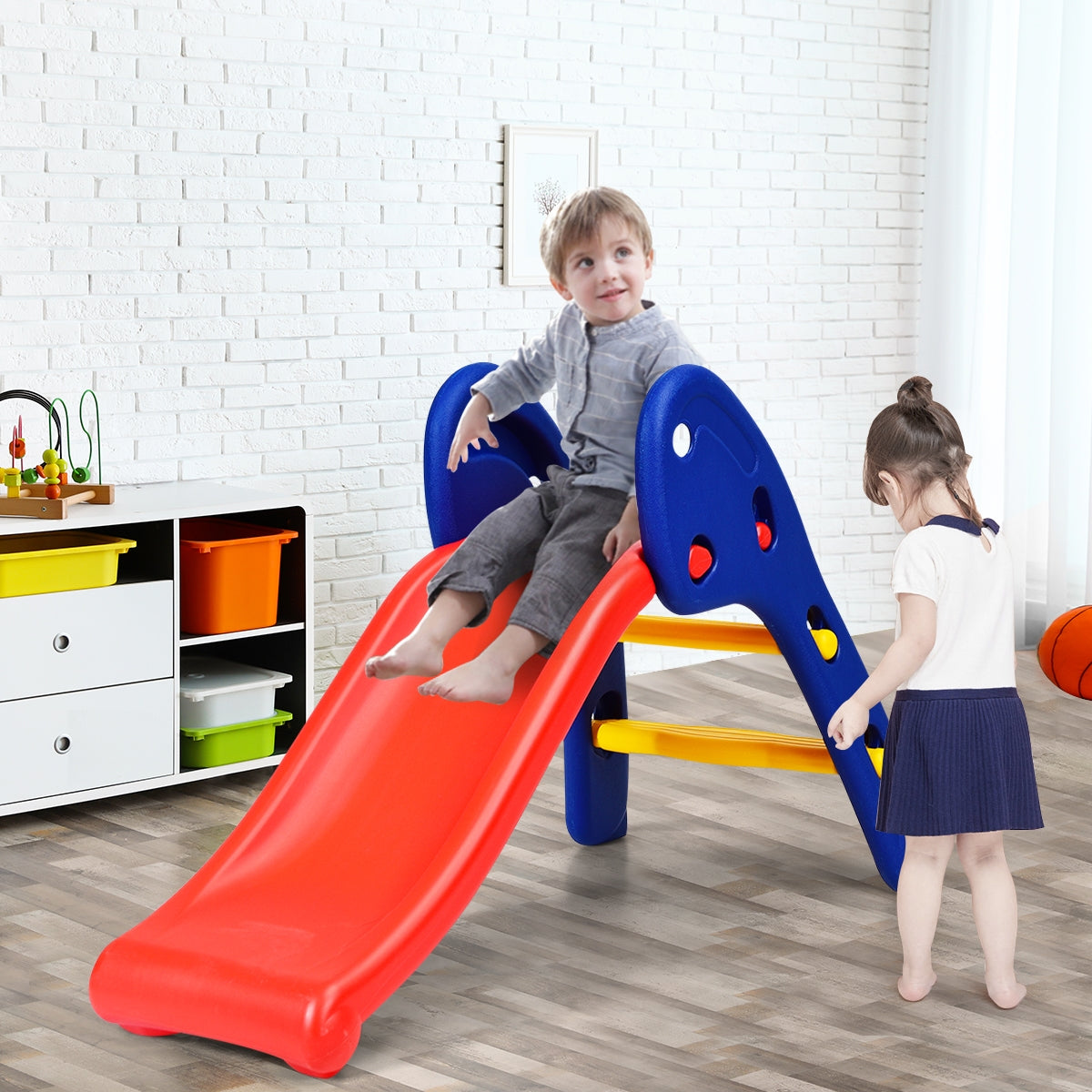 Tobogán plegable de plástico para 2 niños