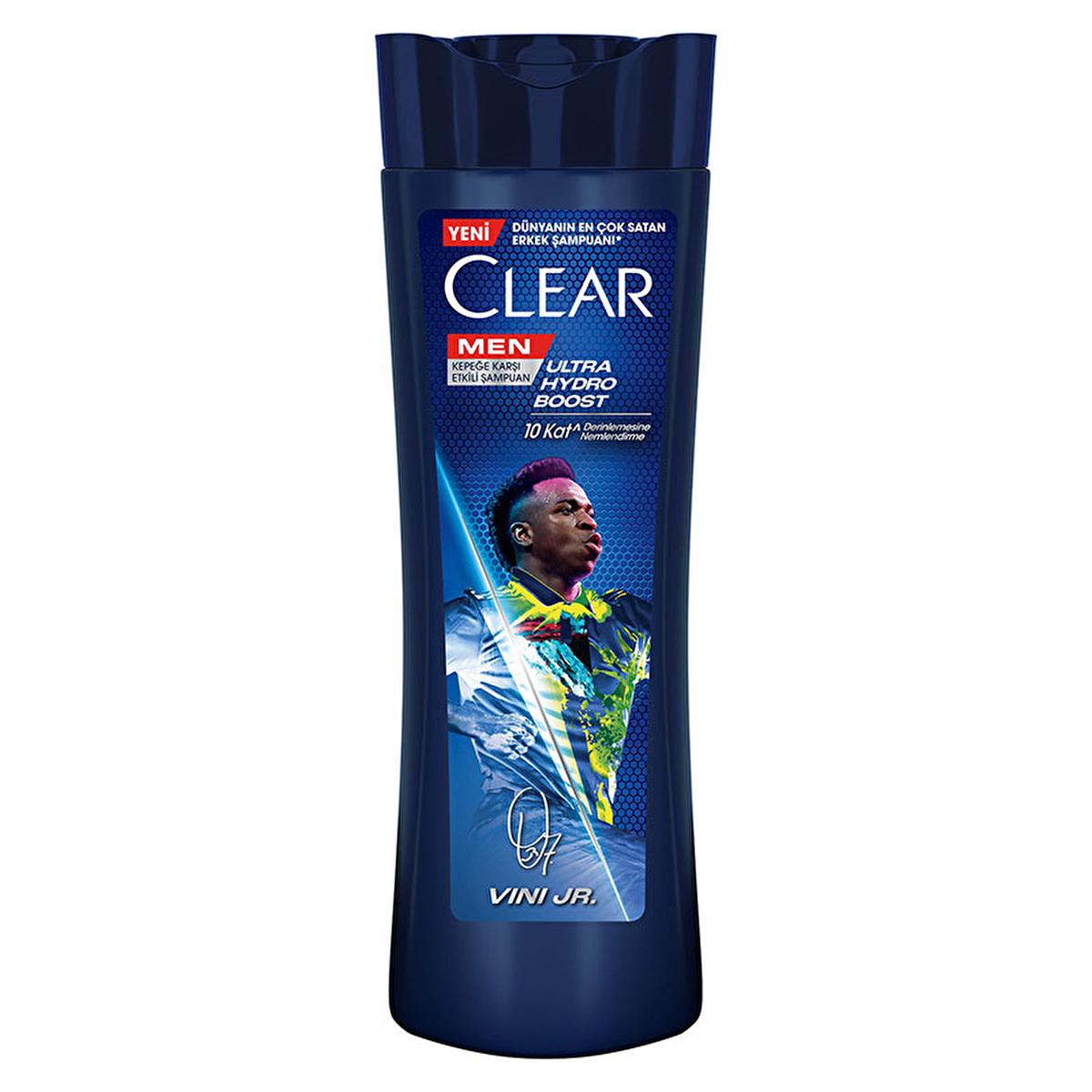 Clear Men Vinicius Junior Ultra Hydro Boost Shampoo - Anti-Dandruff, Moisturizing Shampoo for Men with Cedar Wood & Eucalyptus