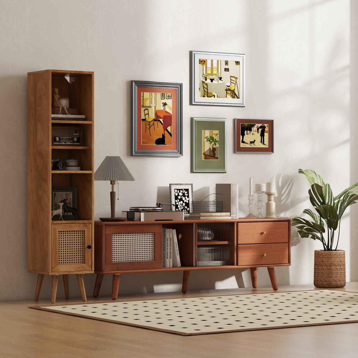 Paquete de sala de estar: Mueble de TV con almacenamiento y sillón auxiliar