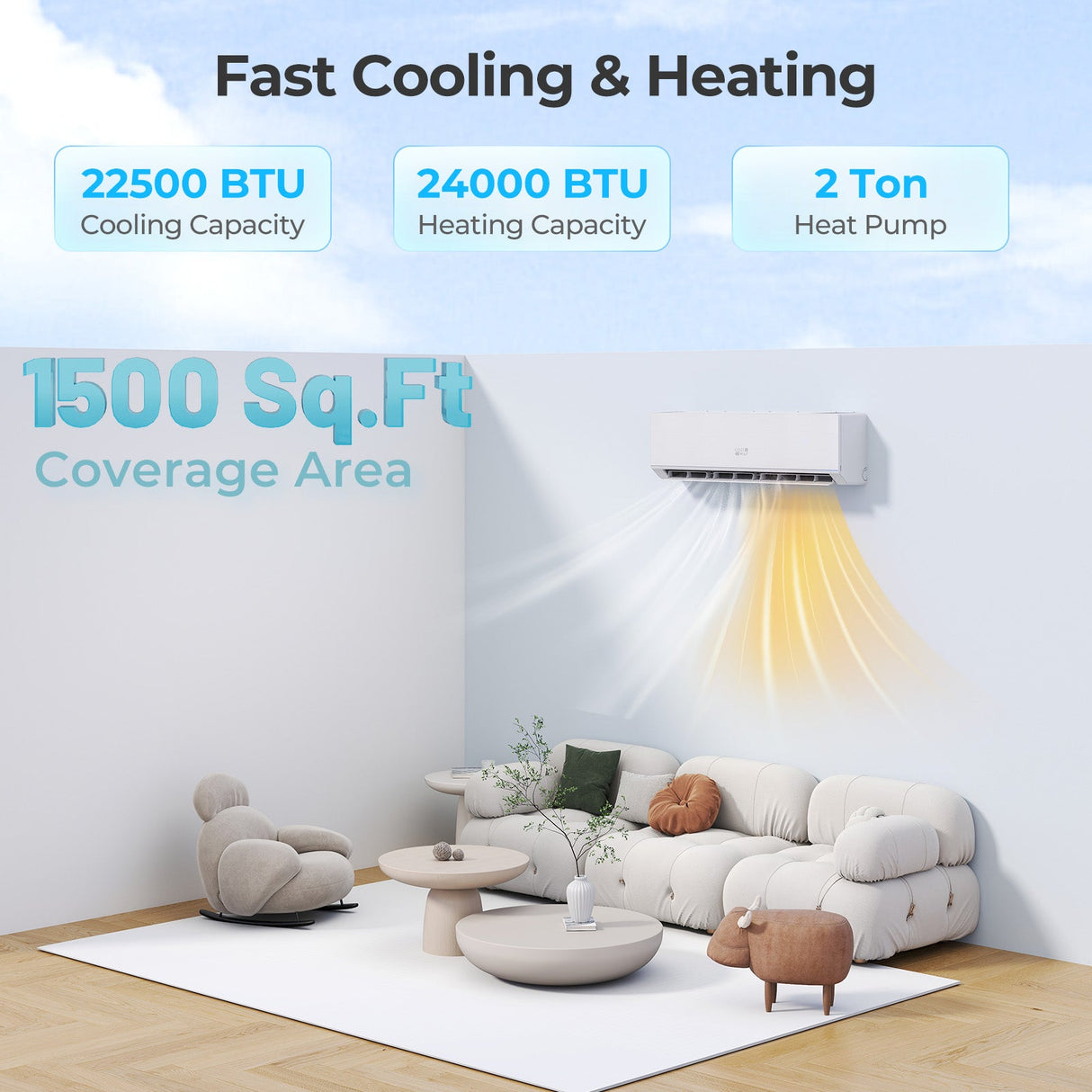 SEERXtreme Series 24000 BTU 25 SEER2 208-230V Mini Split Heat Pump Heating at -15°F WiFi Enabled