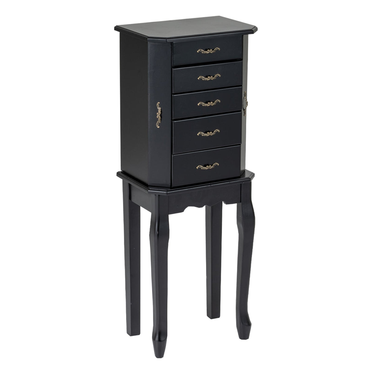 Standing Jewelry Box with 4 Drawers and 2 Side Doors
