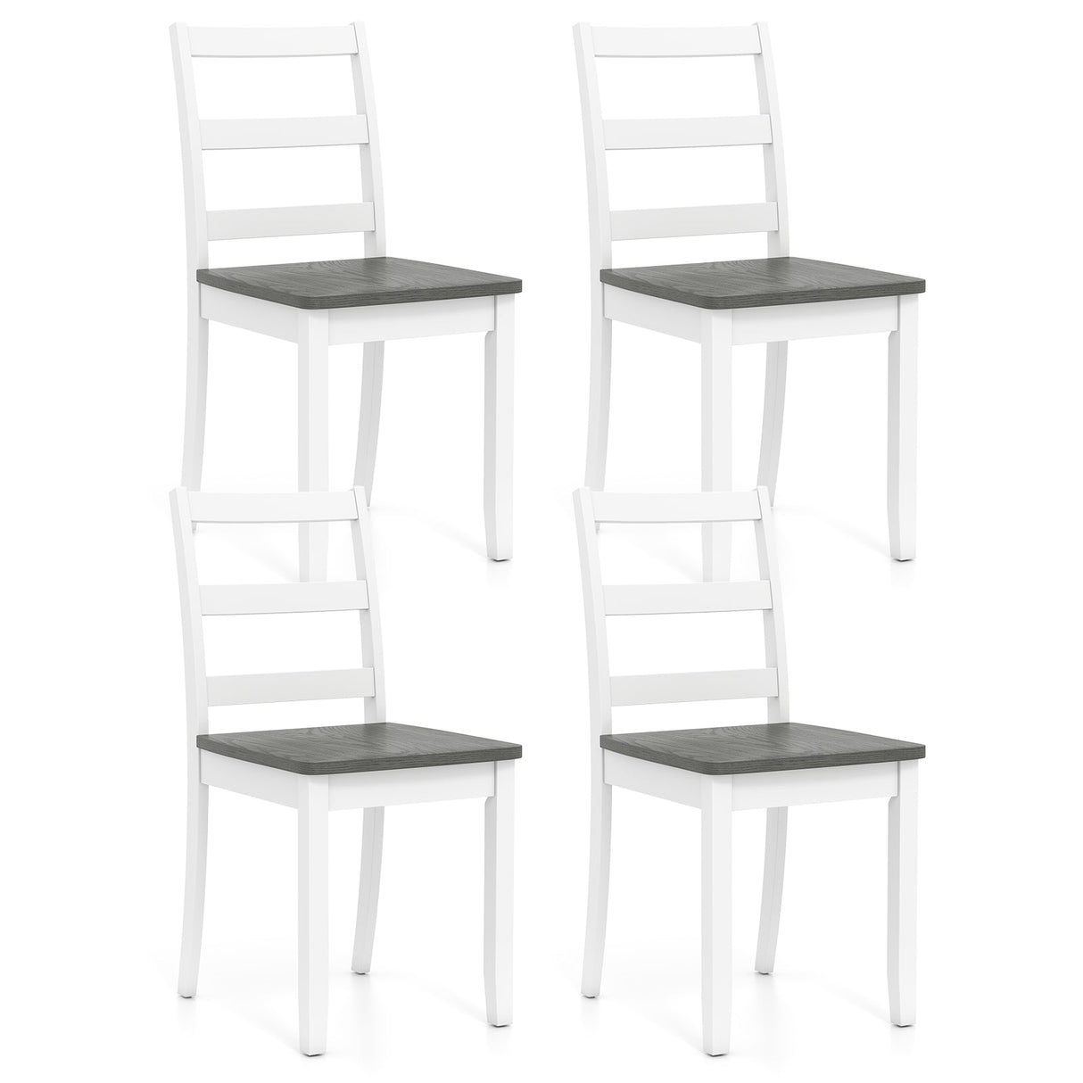 Juego de 4 sillas de comedor de madera con patas macizas de madera de caucho
