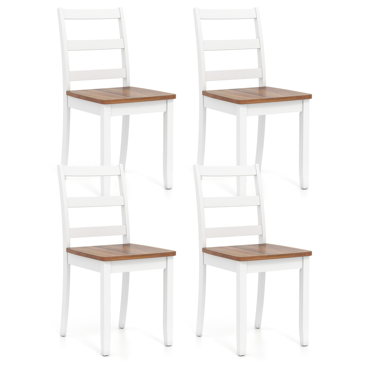 Juego de 4 sillas de comedor de madera con patas macizas de madera de caucho