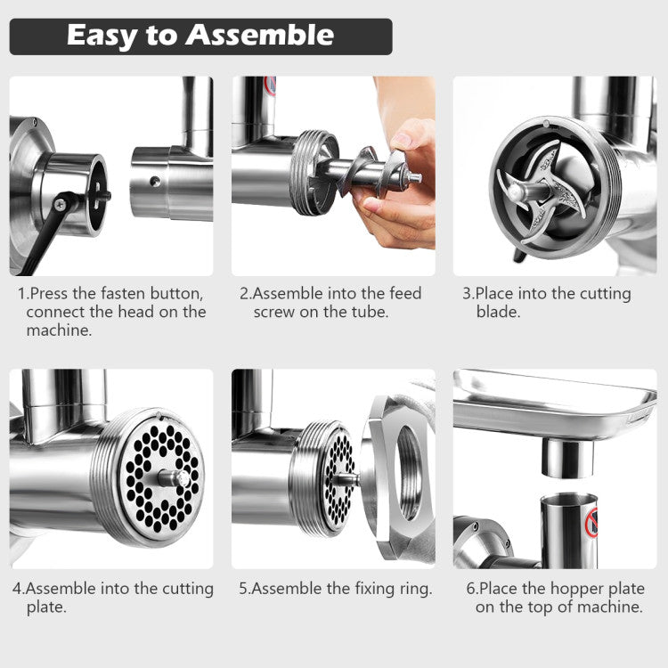 Picadora de Carne Comercial de Alta Resistencia de 1.5HP con Función Inversa, Alta Eficiencia y Anti-Obstrucción