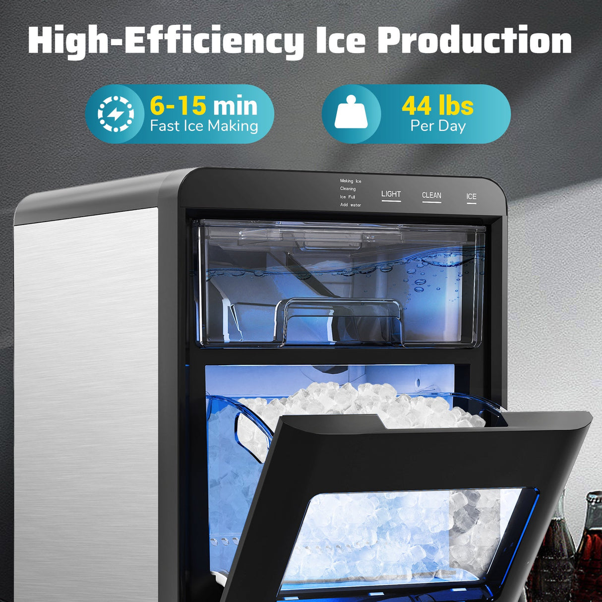 Dúo prémium de hielo y café: máquina de hielo tipo nugget aclamada por CNN y máquina de café espresso de acero inoxidable de 20 bares