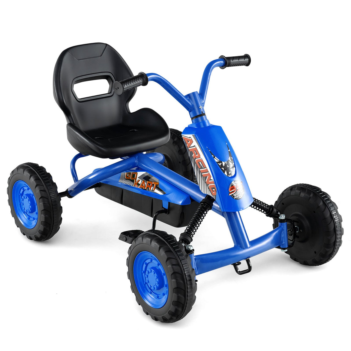 Go Kart para niños de 4 ruedas con manillar de dirección y asiento ajustable