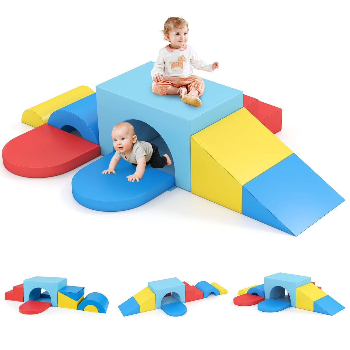 Juego de 7 bloques de espuma suave para escalar para niños pequeños de cuero PU para mayores de 1 año