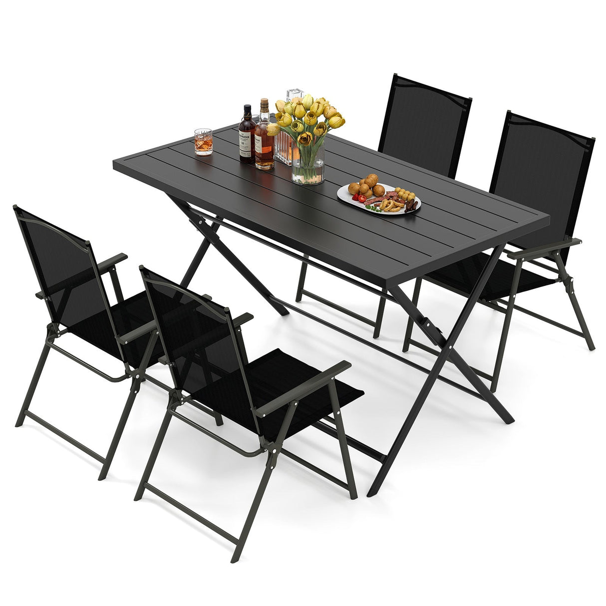 Juego de comedor plegable de 5 piezas para jardín, patio o terraza