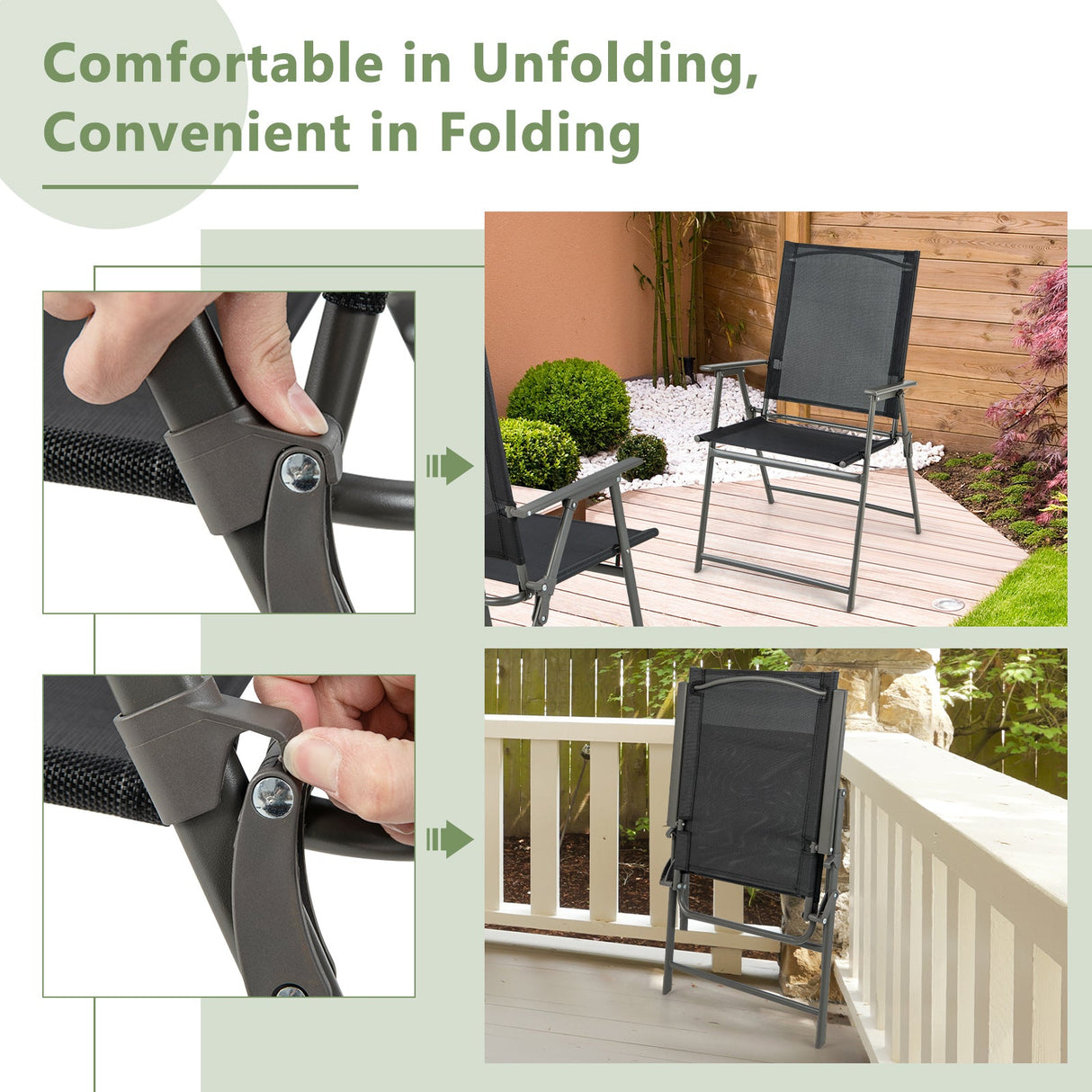Juego de comedor plegable de 5 piezas para jardín, patio o terraza