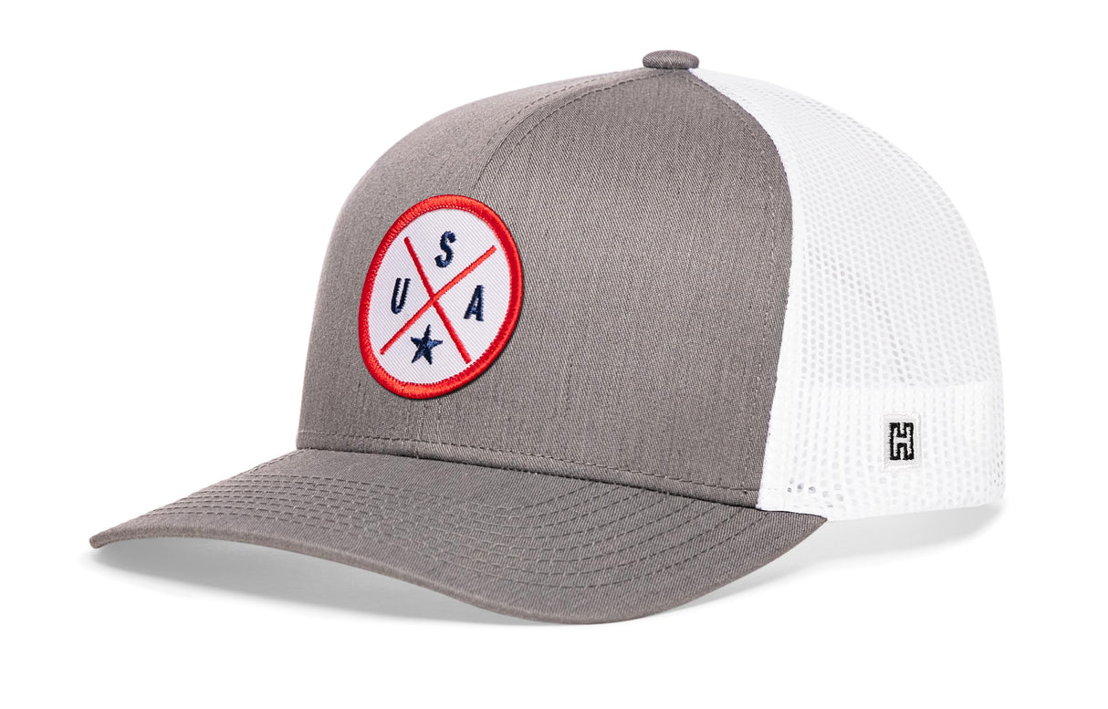 USA Trucker Hat | White-Red-Blue America Snapback